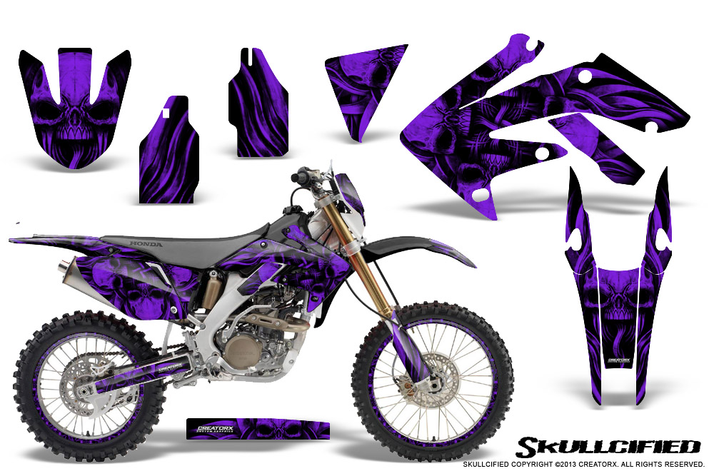 Honda CRF 250X 04-12 Graphics Kit Skullcified Purple NP Rims